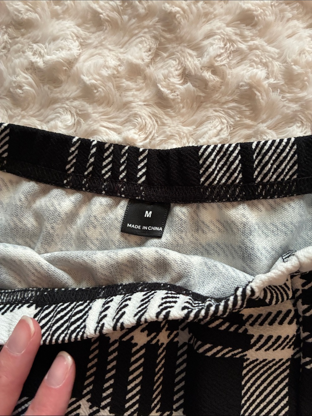 Women's Black & White Plaid Mini Skirt - Picture 3 of 4